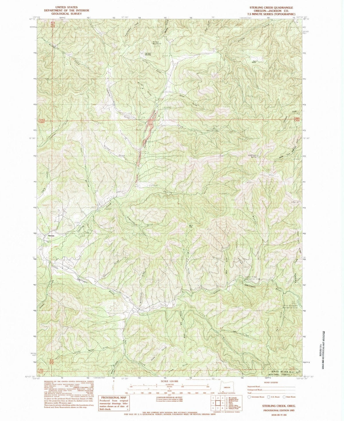 1983 Sterling Creek, OR - Oregon - USGS Topographic Map