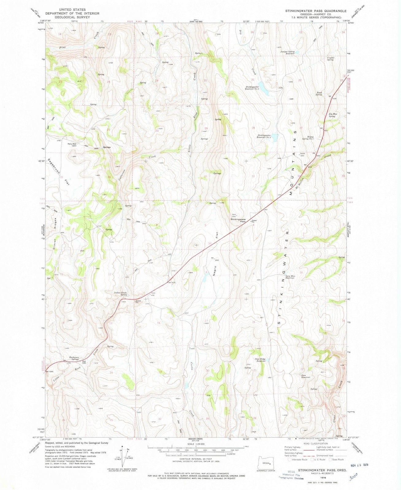 1978 Stinkingwater Pass, OR - Oregon - USGS Topographic Map