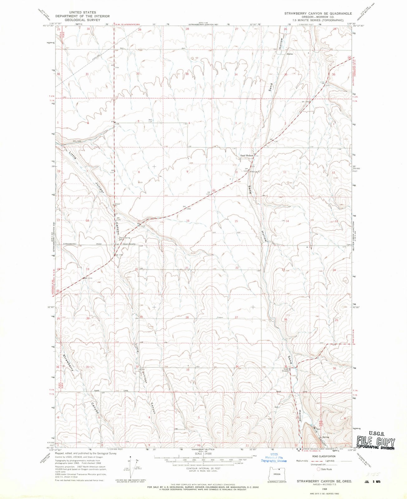 1968 Strawberry Canyon, OR - Oregon - USGS Topographic Map v2