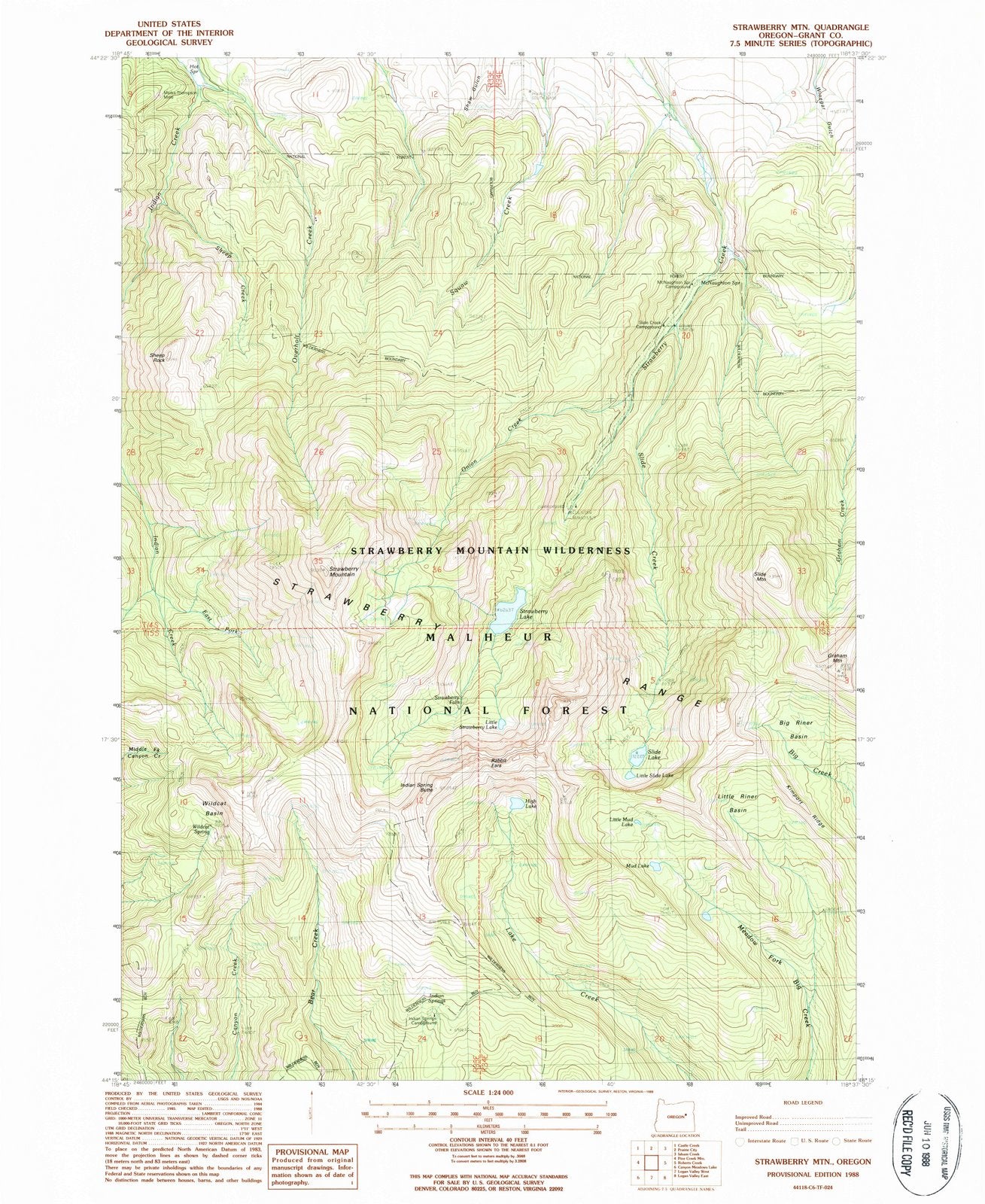 1988 Strawberry MTN, OR - Oregon - USGS Topographic Map