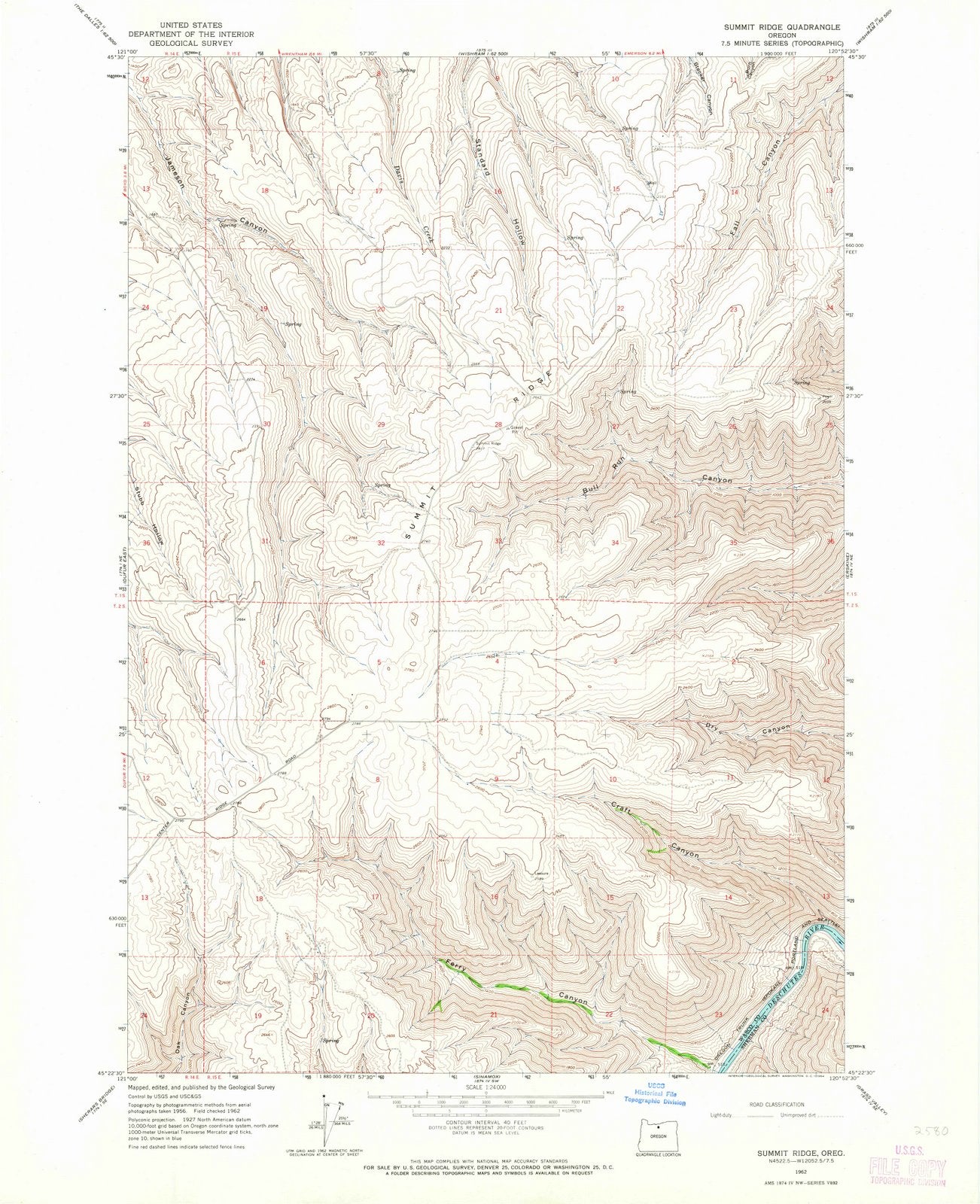 1962 Summit Ridge, OR - Oregon - USGS Topographic Map