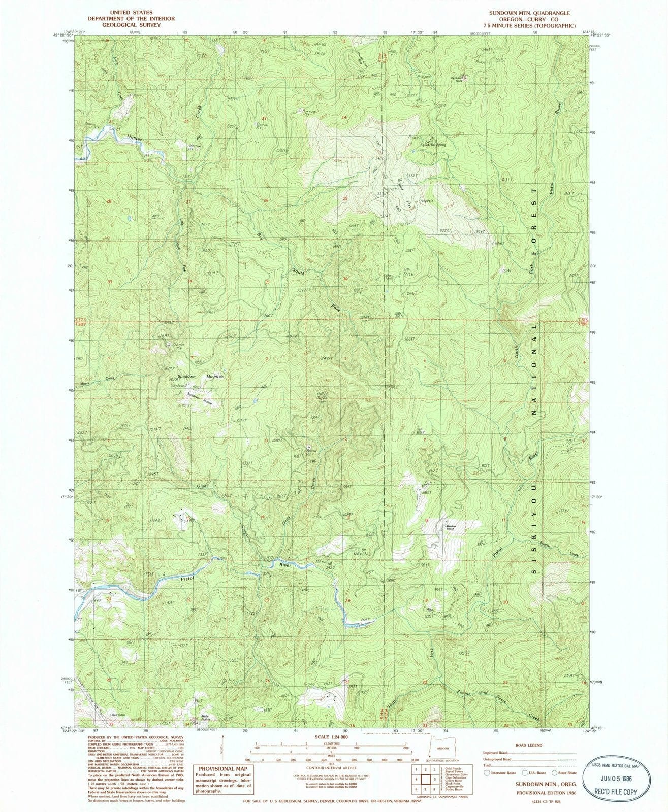 1986 Sundown MTN, OR - Oregon - USGS Topographic Map