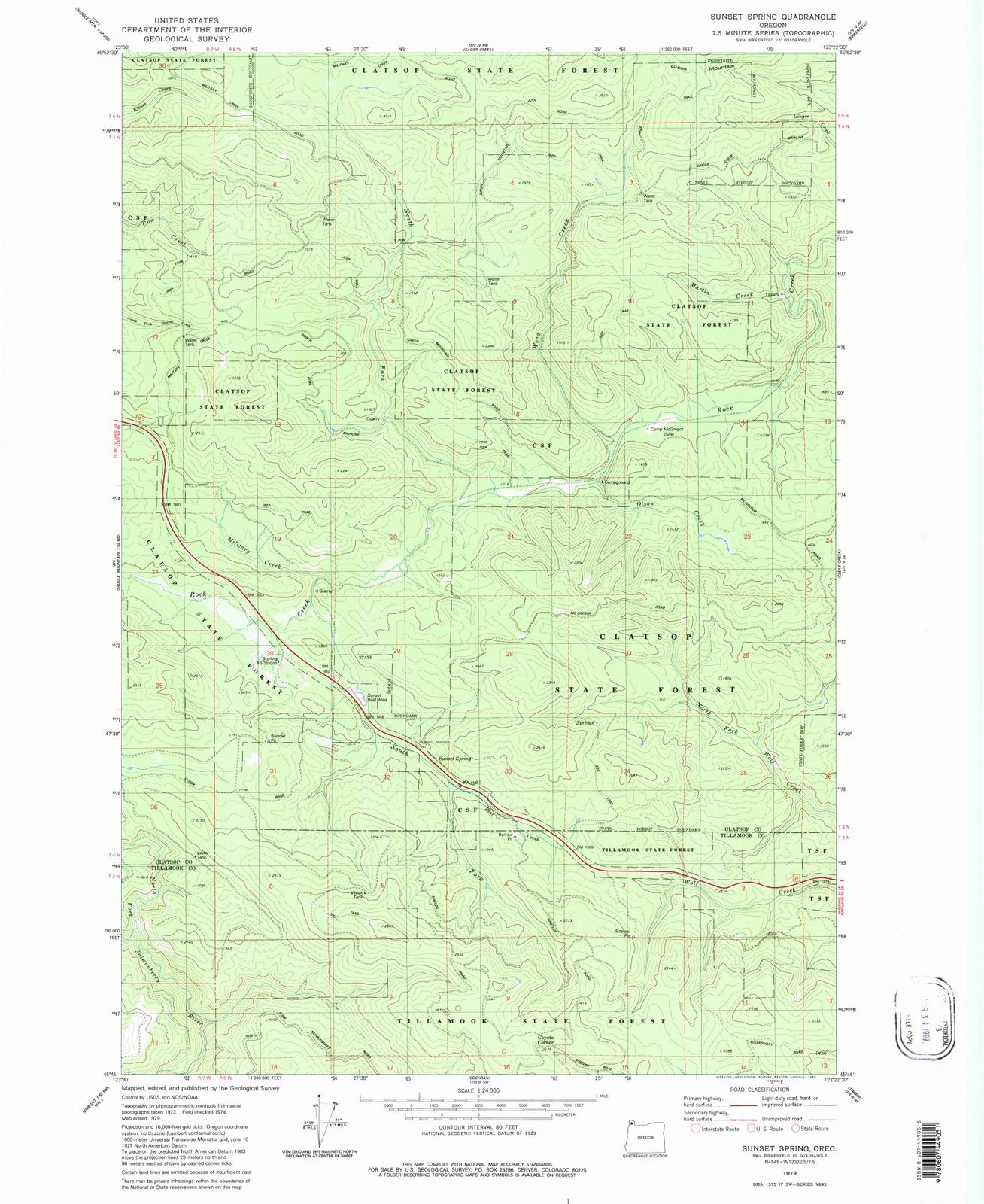 1979 Sunset Spring, OR - Oregon - USGS Topographic Map