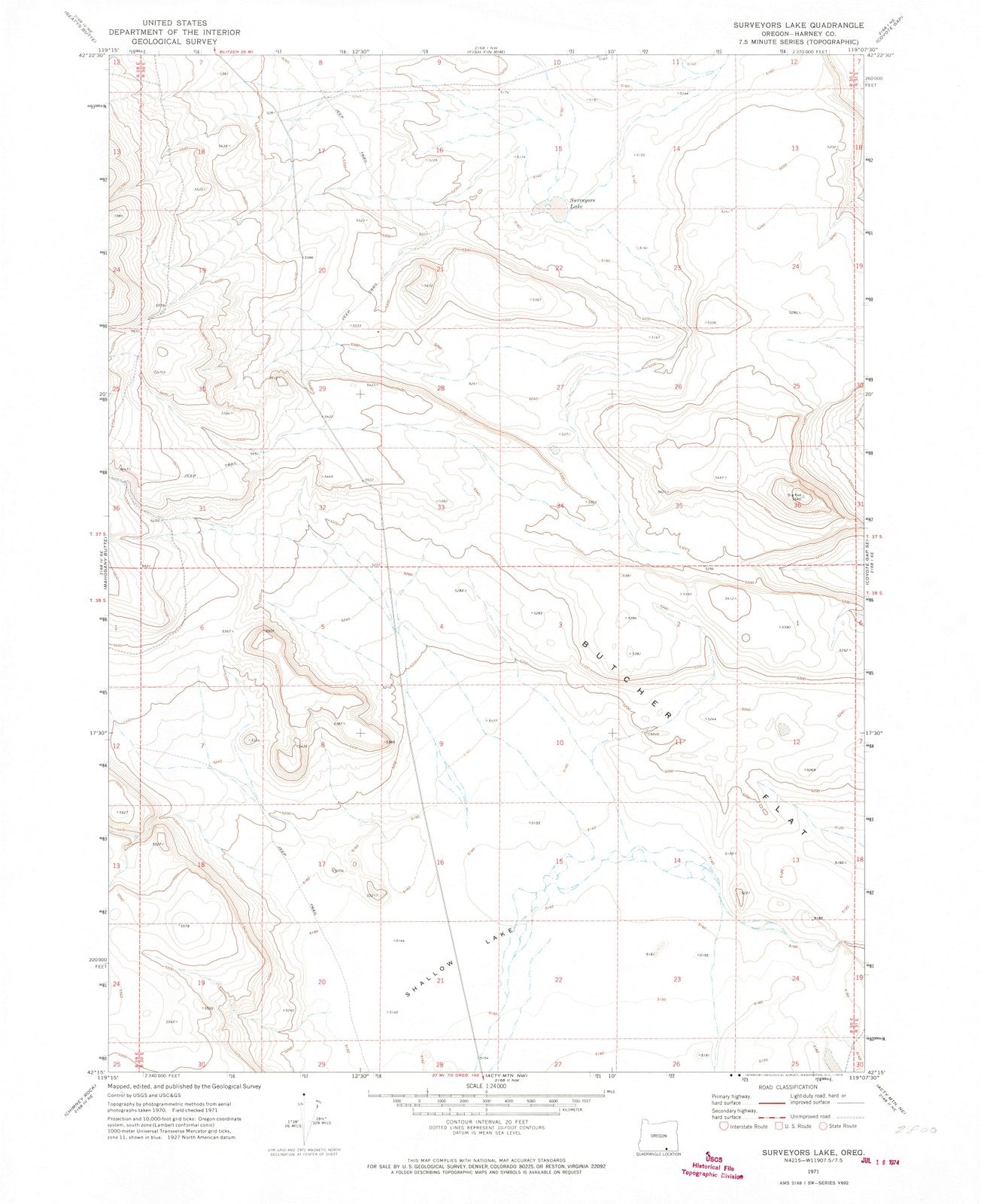 1971 Surveyors Lake, OR - Oregon - USGS Topographic Map