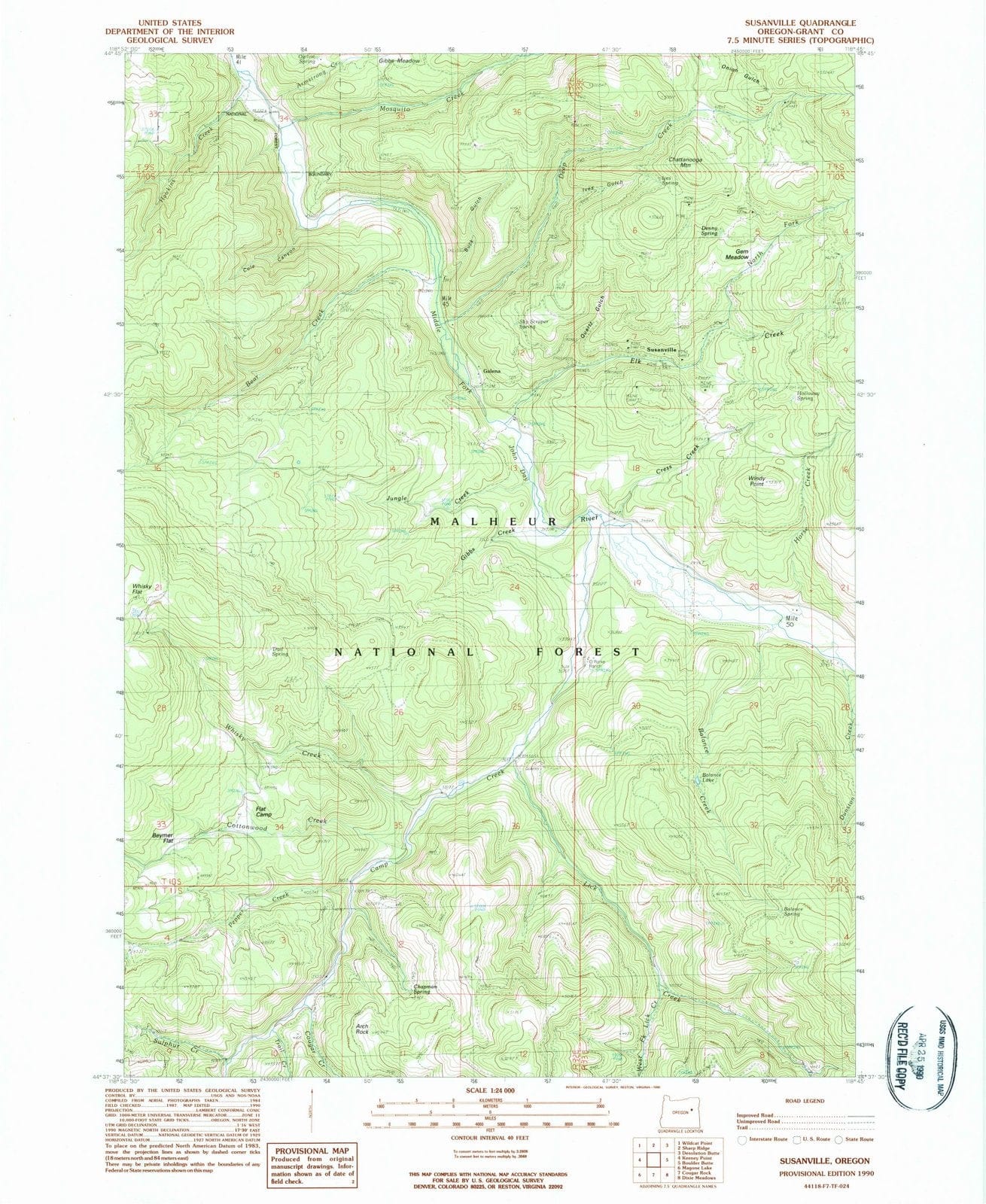 1990 Susanville, OR - Oregon - USGS Topographic Map