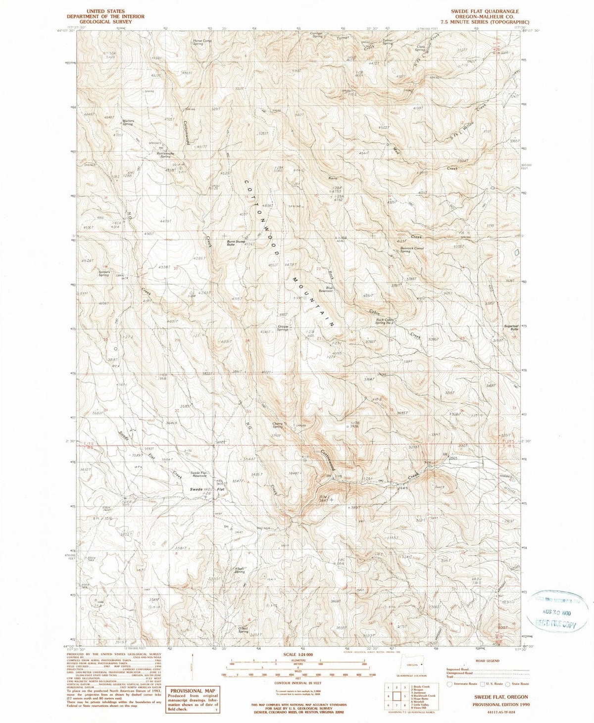 1990 Swede Flat, OR - Oregon - USGS Topographic Map