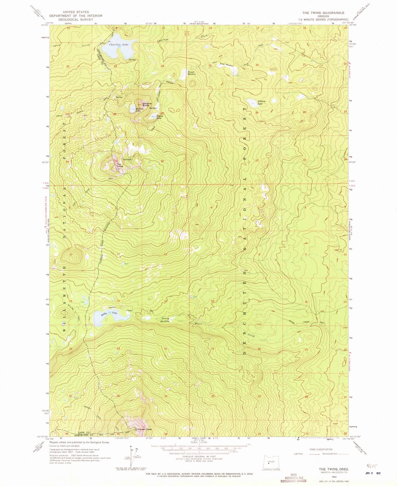 1963 The Twins, OR - Oregon - USGS Topographic Map
