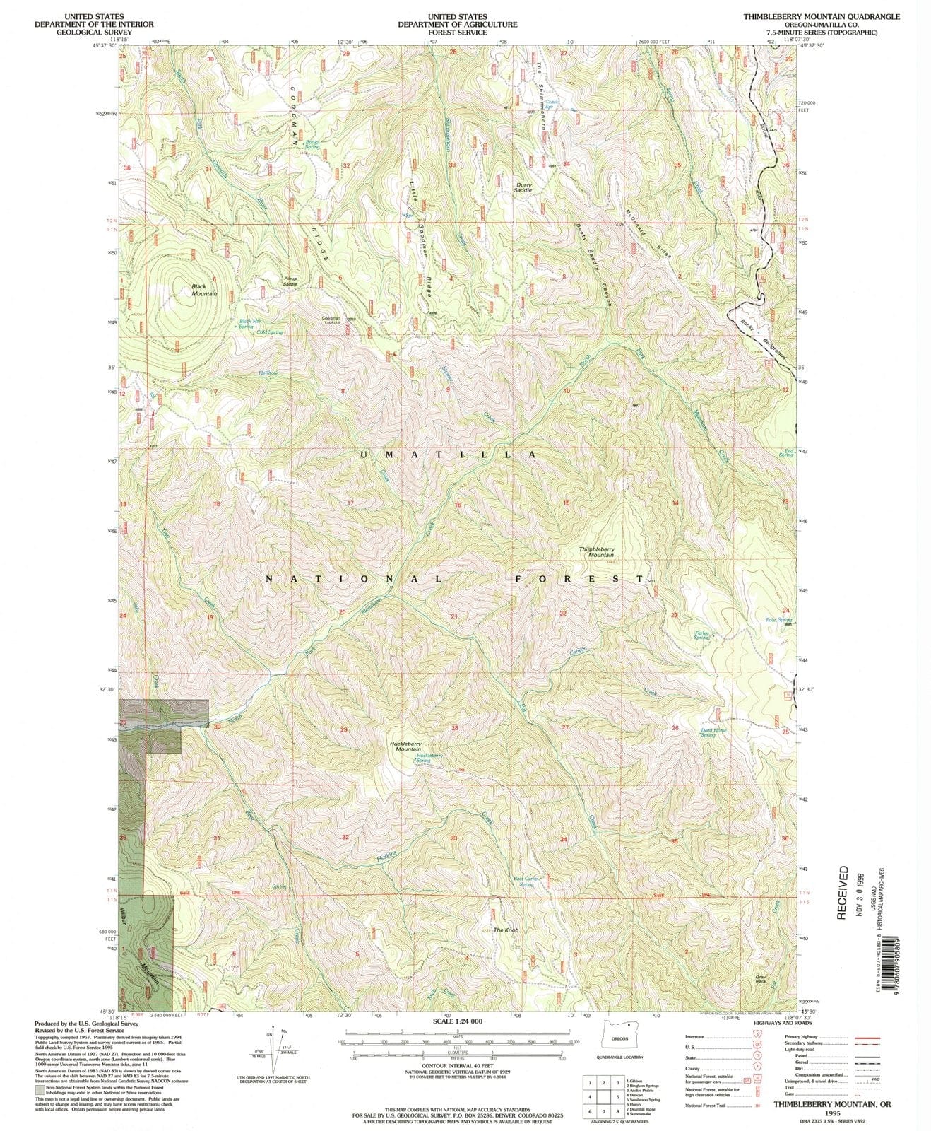 1995 Thimbleberry Mountain, OR - Oregon - USGS Topographic Map
