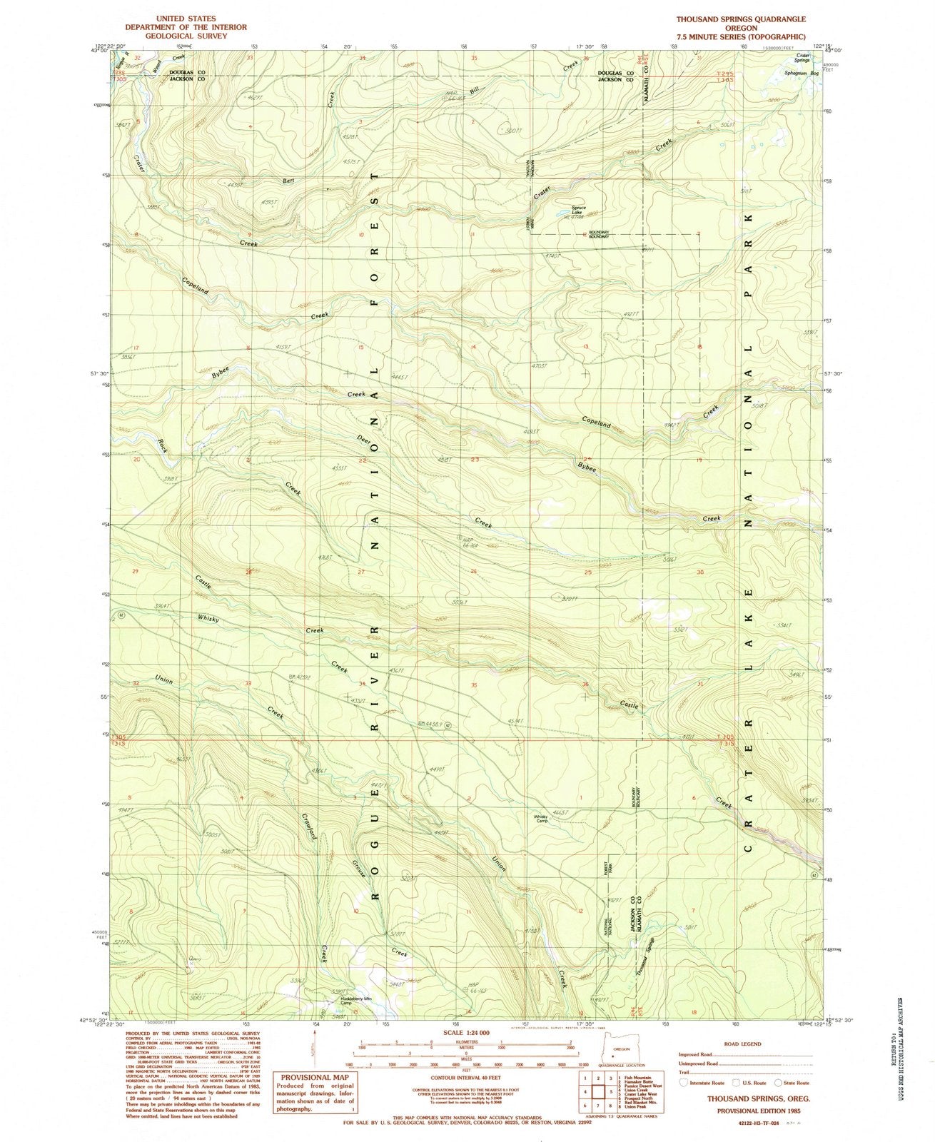 1985 Thousand Springs, OR - Oregon - USGS Topographic Map