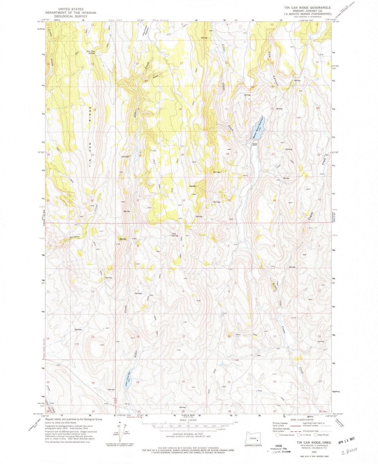 1972 Tin Can Ridge, OR - Oregon - USGS Topographic Map