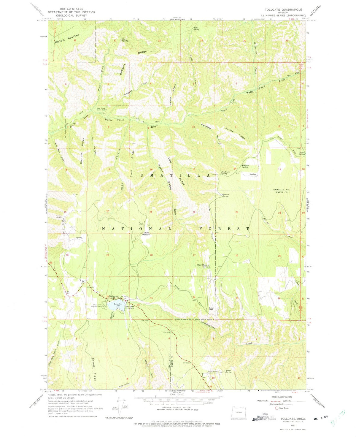 1963 Tollgate, OR - Oregon - USGS Topographic Map