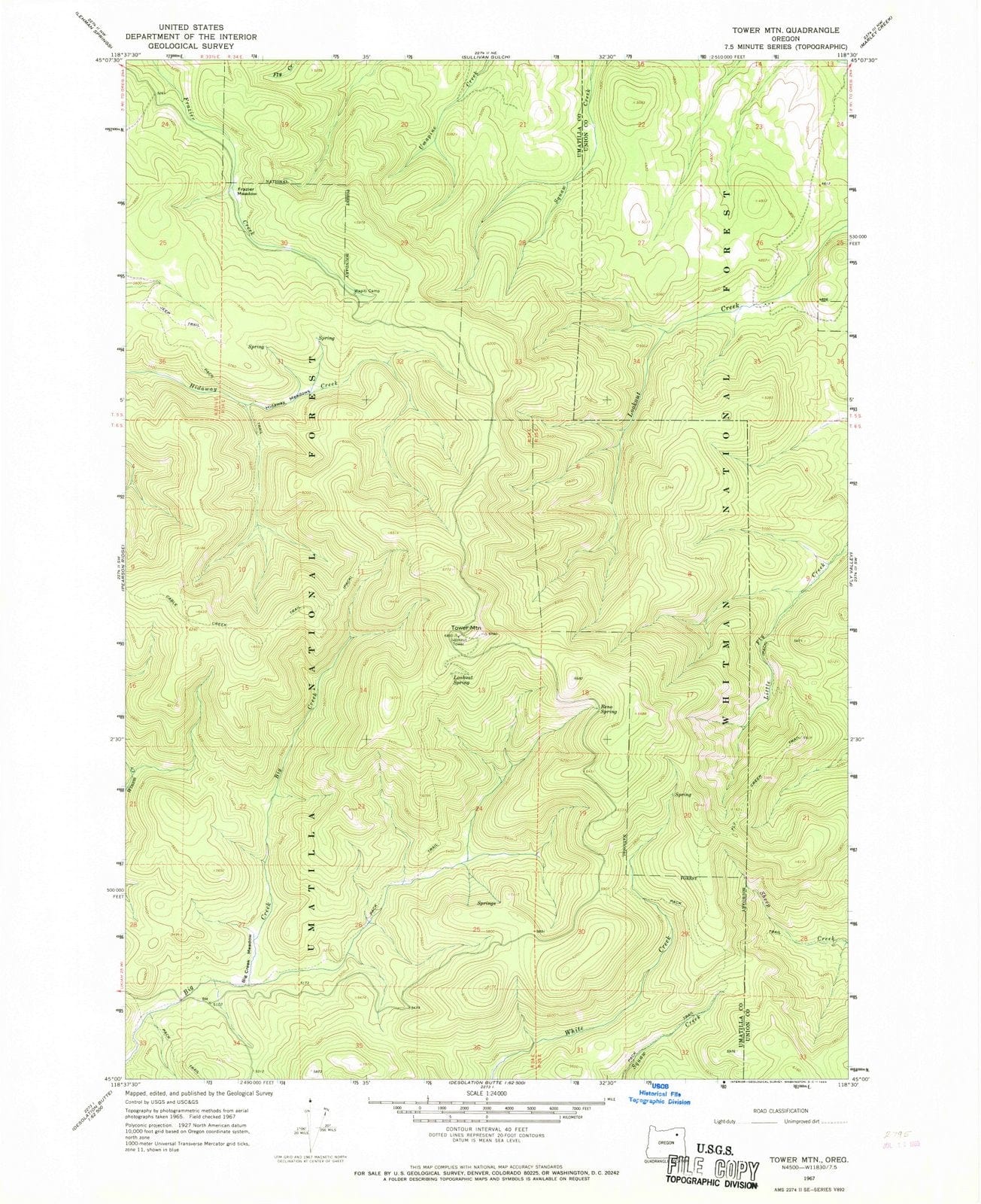 1967 Tower MTN, OR - Oregon - USGS Topographic Map