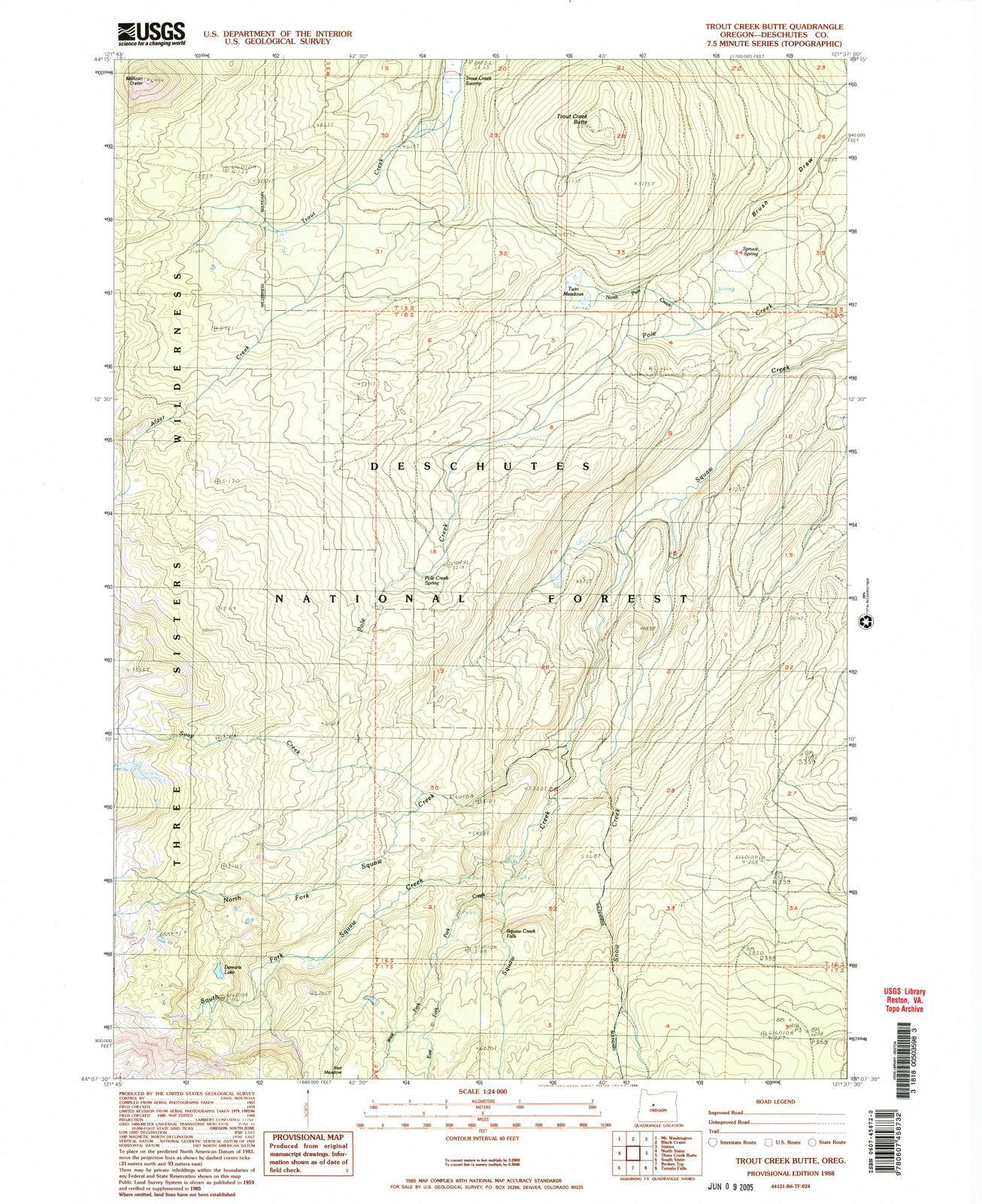 1988 Trout Creek Butte, OR - Oregon - USGS Topographic Map