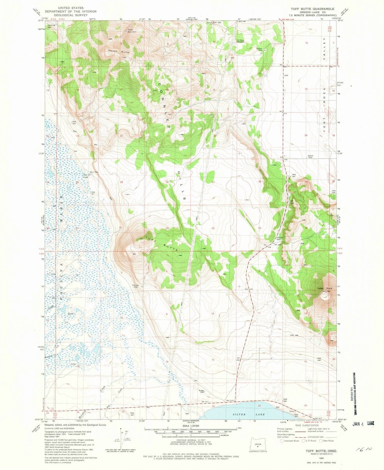 1981 Tuff Butte, OR - Oregon - USGS Topographic Map