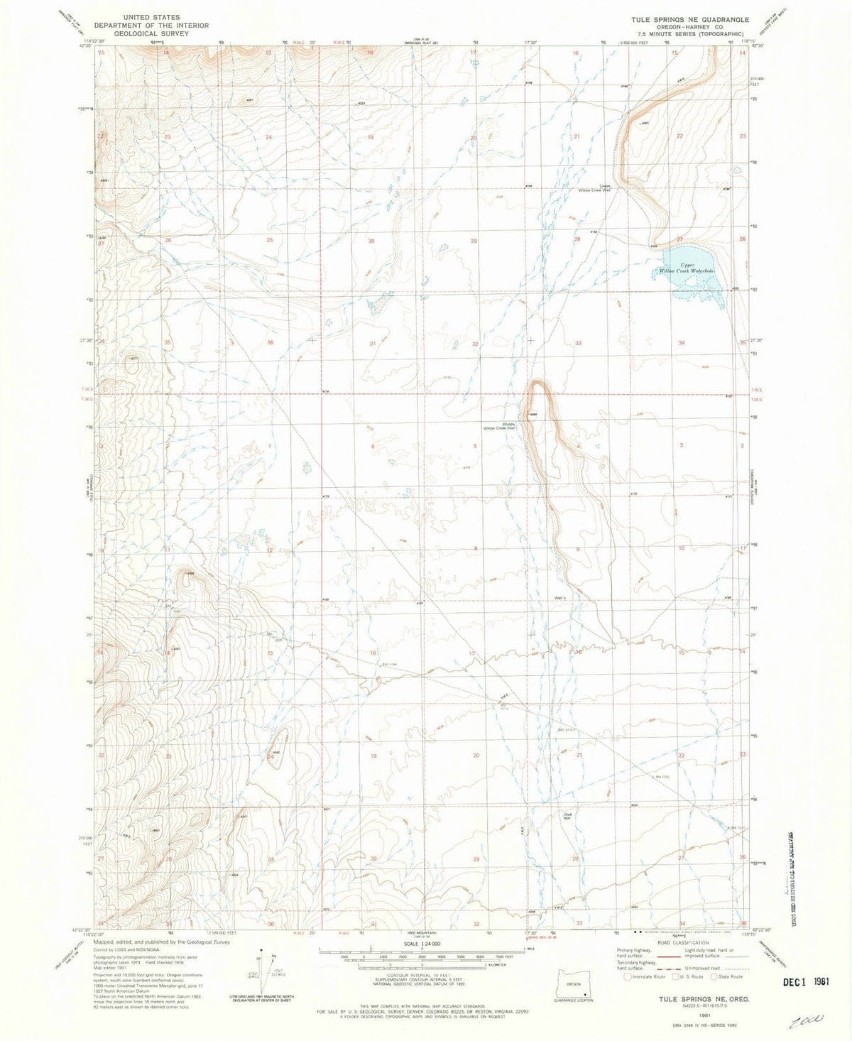 1981 Tule Springs, OR - Oregon - USGS Topographic Map