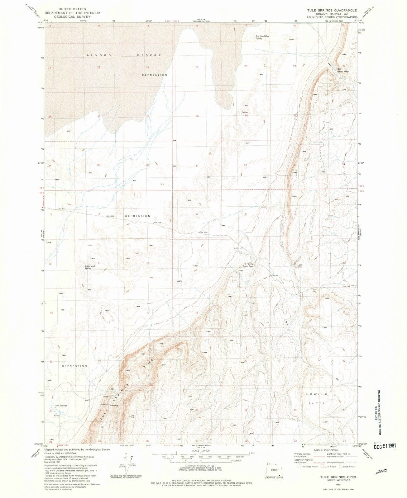1981 Tule Springs, OR - Oregon - USGS Topographic Map v2