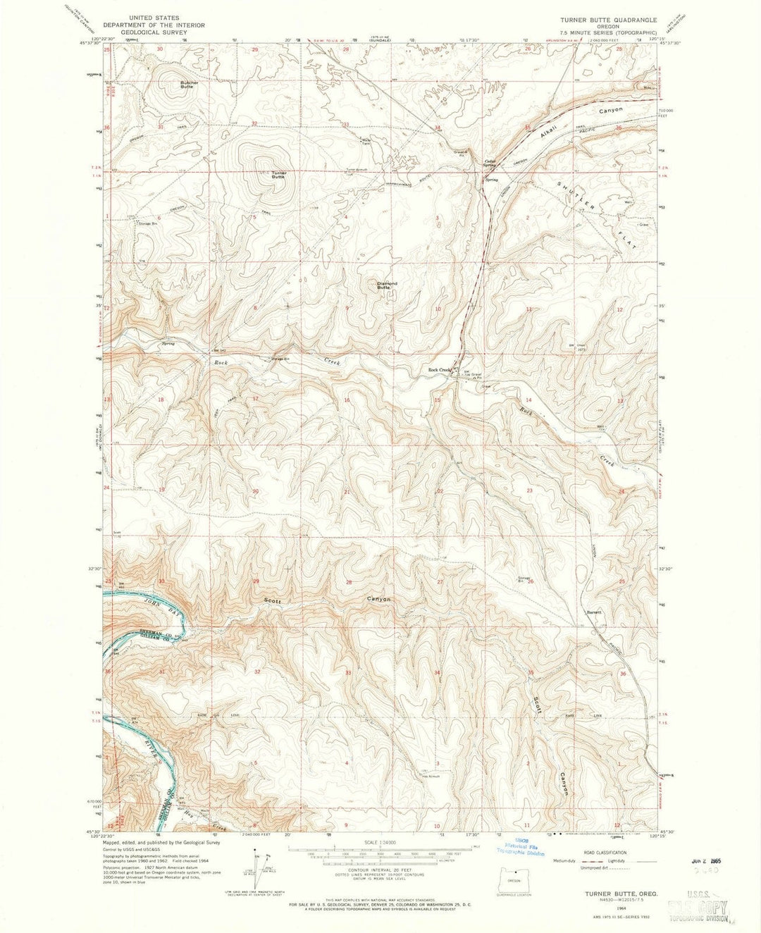1964 Turner Butte, OR - Oregon - USGS Topographic Map