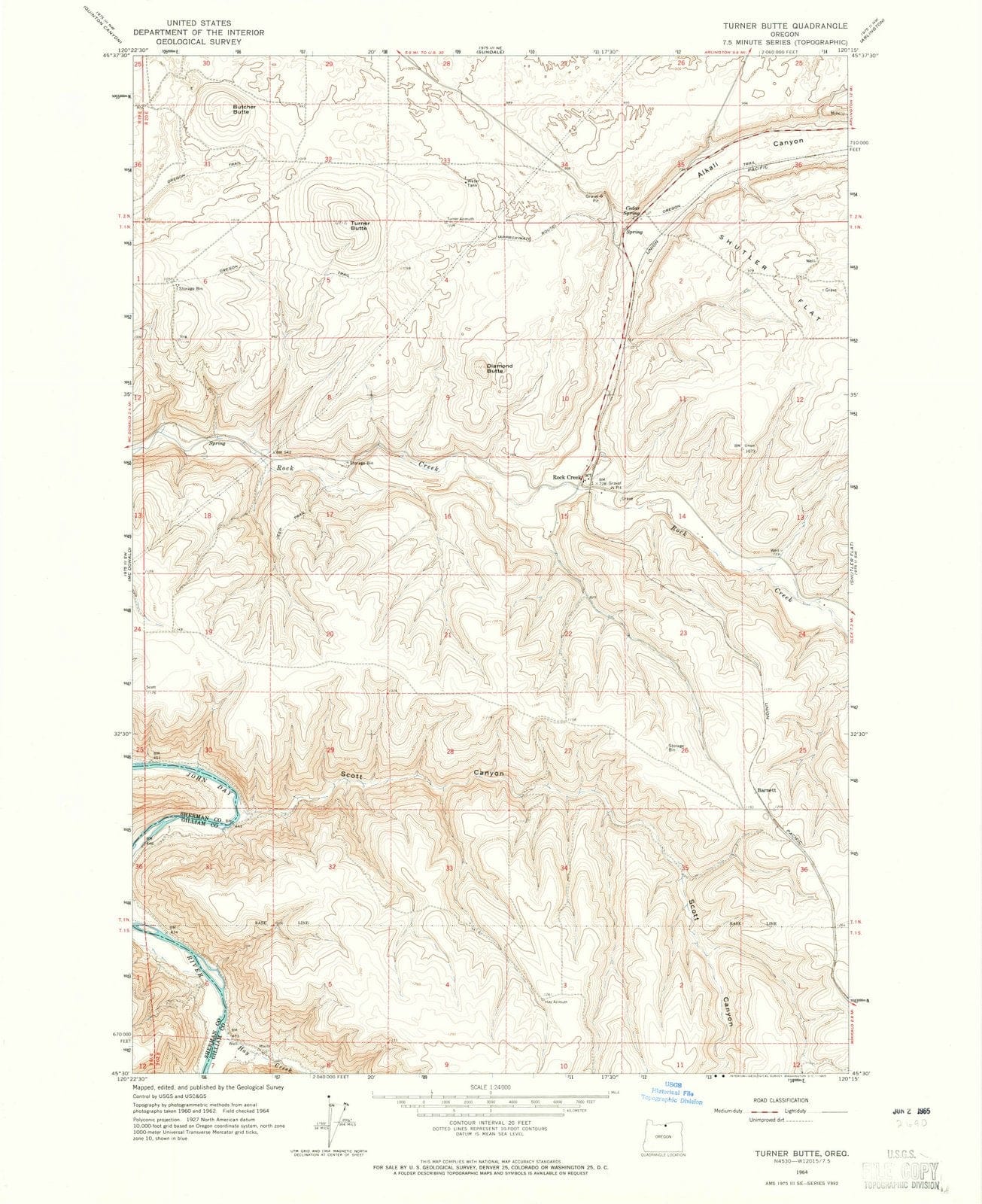 1964 Turner Butte, OR - Oregon - USGS Topographic Map