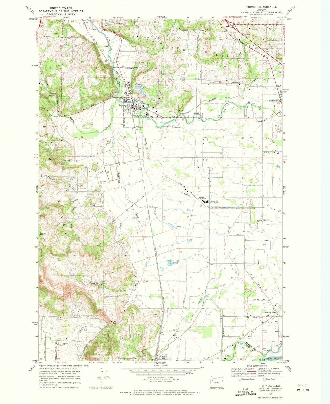 1969 Turner, OR - Oregon - USGS Topographic Map