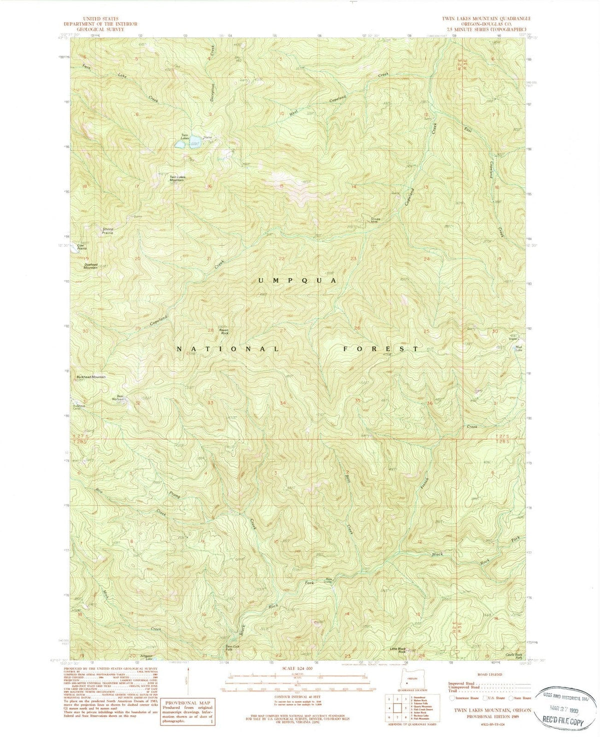 1989 Twin Lakes Mountain, OR - Oregon - USGS Topographic Map
