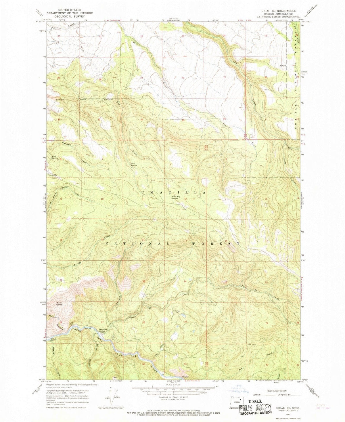 1967 Ukiah, OR - Oregon - USGS Topographic Map