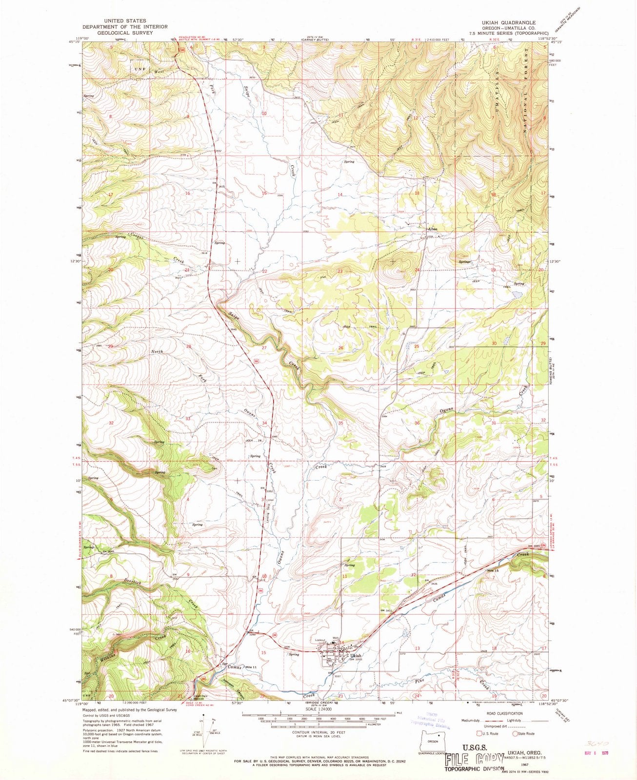 1967 Ukiah, OR - Oregon - USGS Topographic Map v2