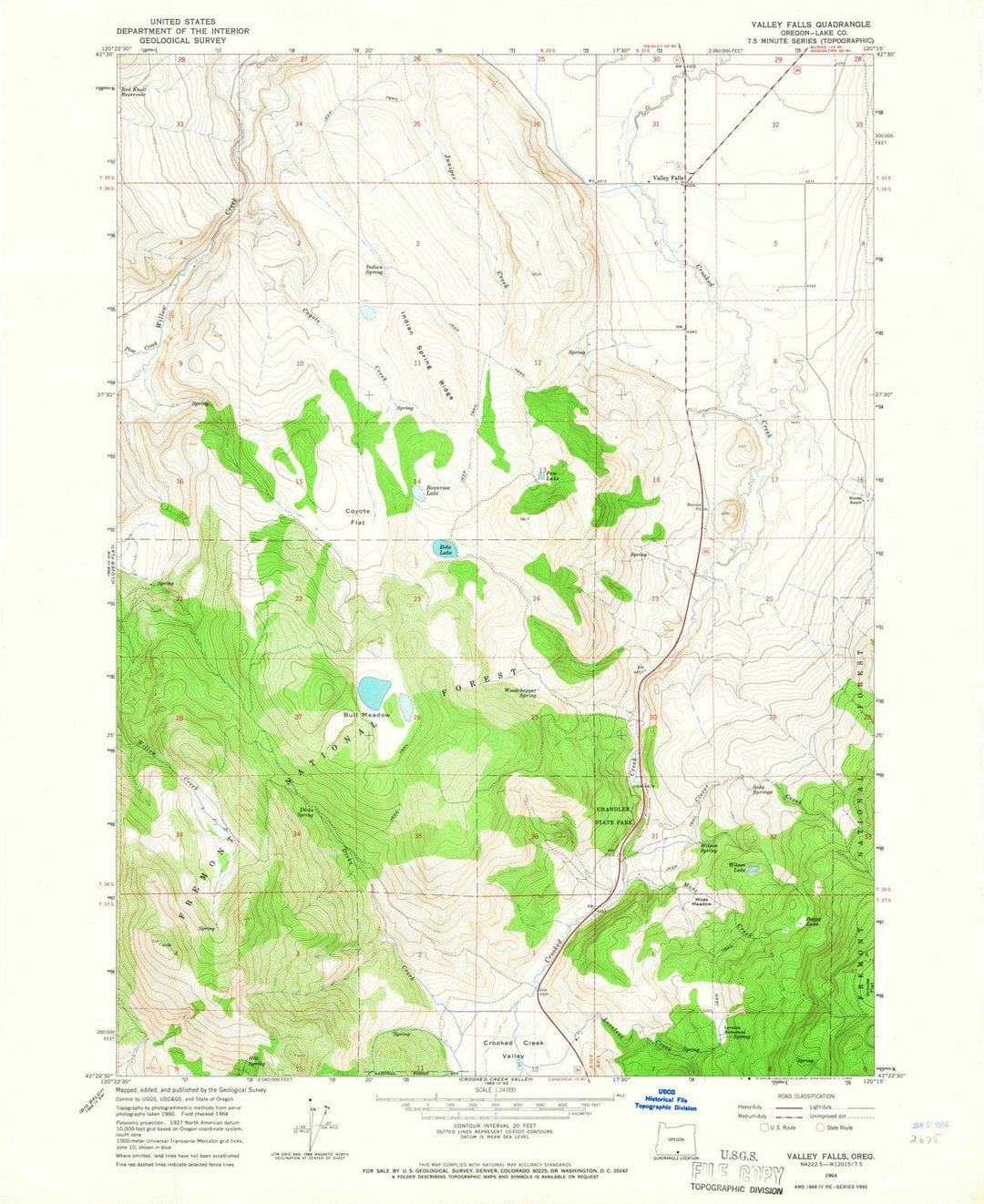 1964 Valley Falls, OR - Oregon - USGS Topographic Map