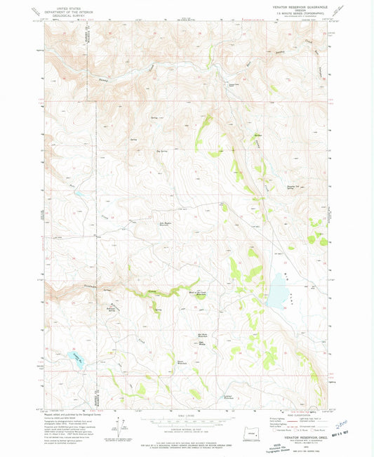 1972 Venator Reservoir, OR - Oregon - USGS Topographic Map