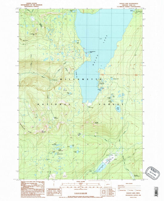 1986 Waldo Lake, OR - Oregon - USGS Topographic Map