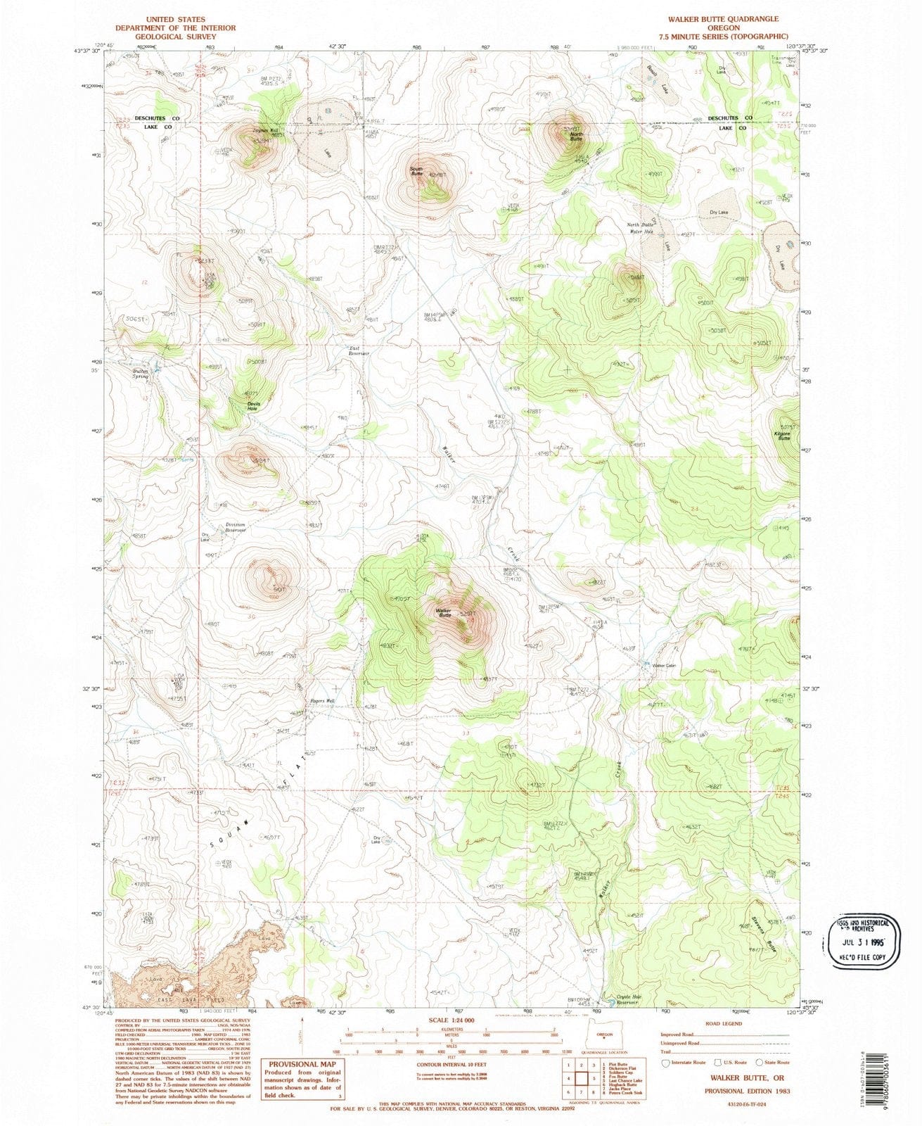 1983 Walker Butte, OR - Oregon - USGS Topographic Map
