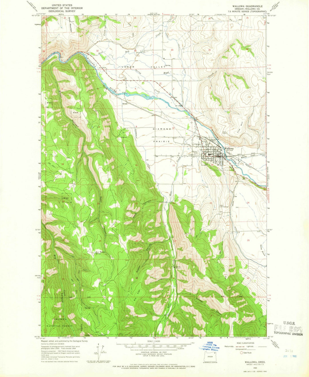 1964 Wallowa, OR - Oregon - USGS Topographic Map