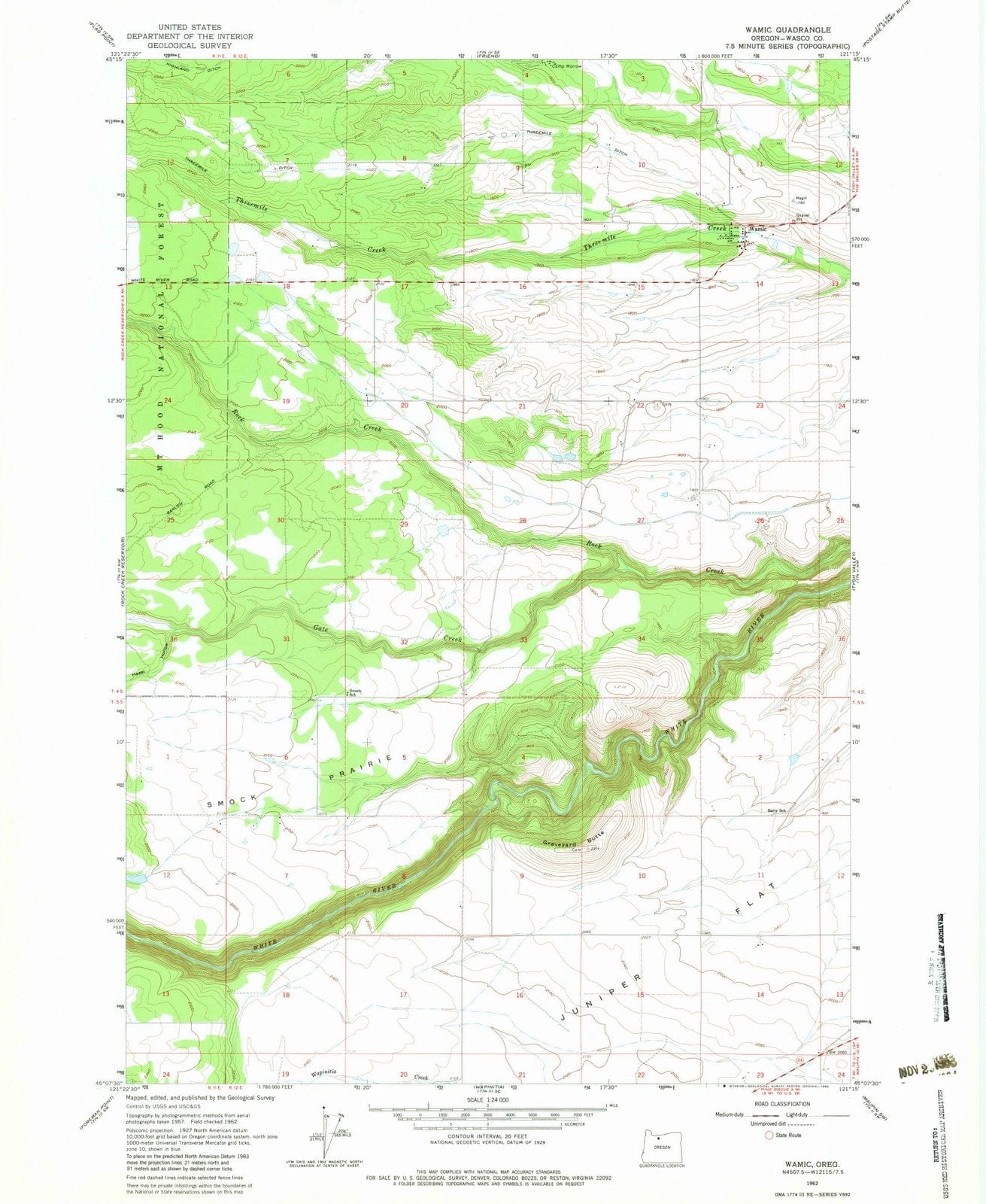 1962 Wamic, OR - Oregon - USGS Topographic Map
