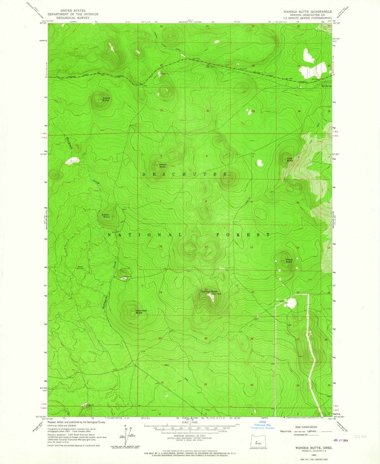 1963 Wanoga Butte, OR - Oregon - USGS Topographic Map