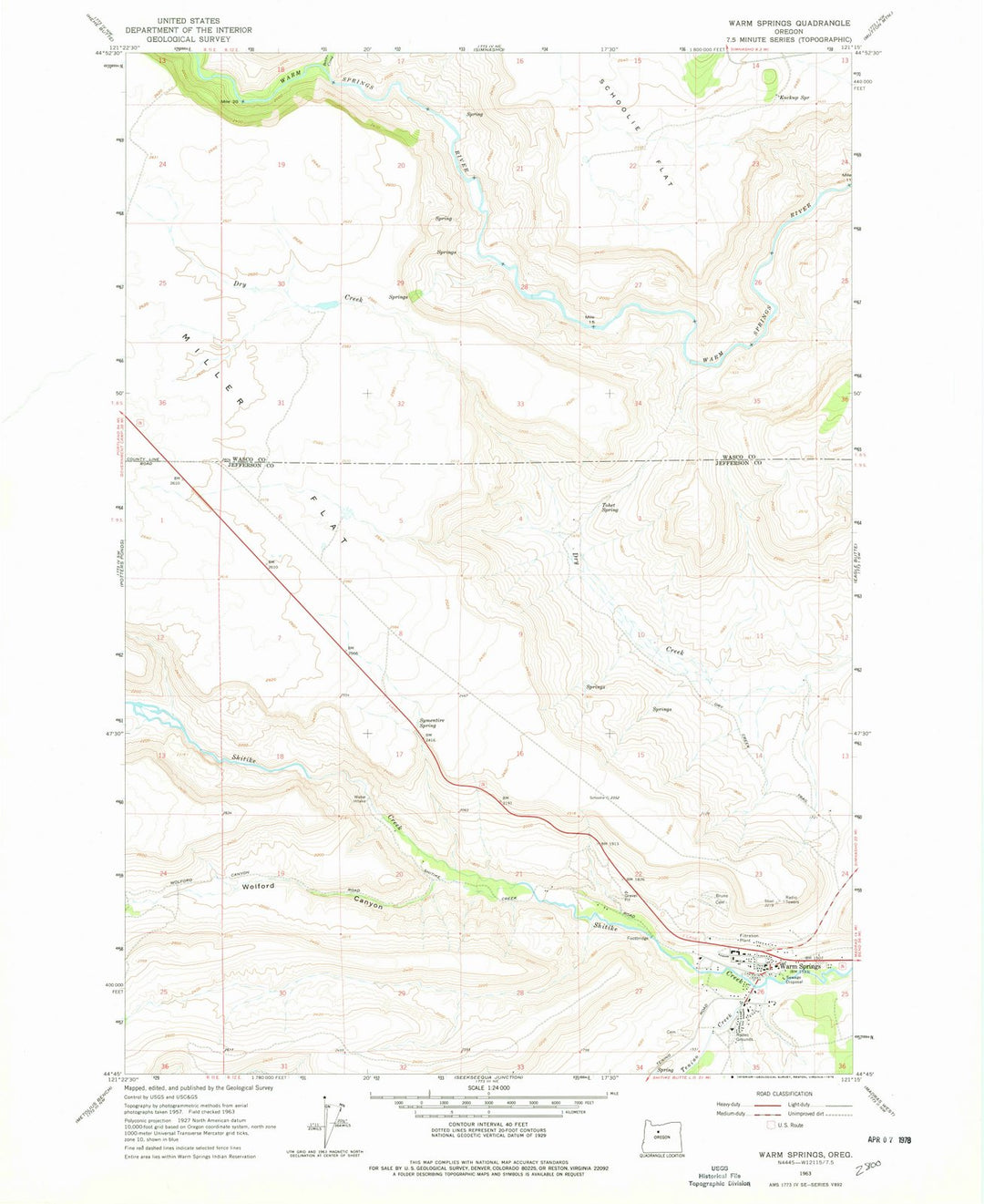 1963 Warm Springs, OR - Oregon - USGS Topographic Map