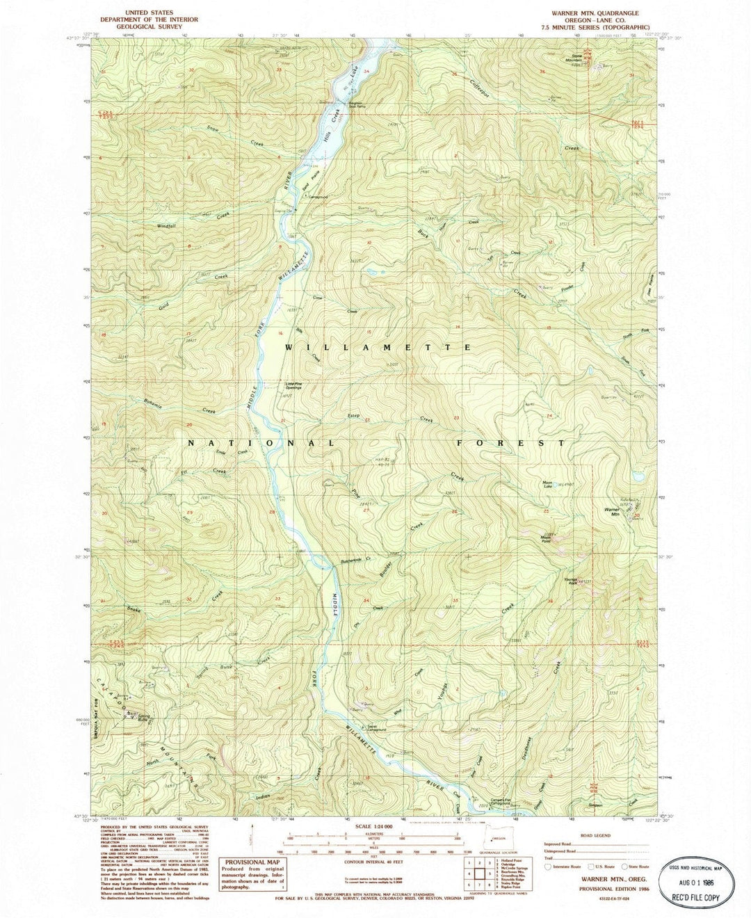 1986 Warner Mountain, OR - Oregon - USGS Topographic Map