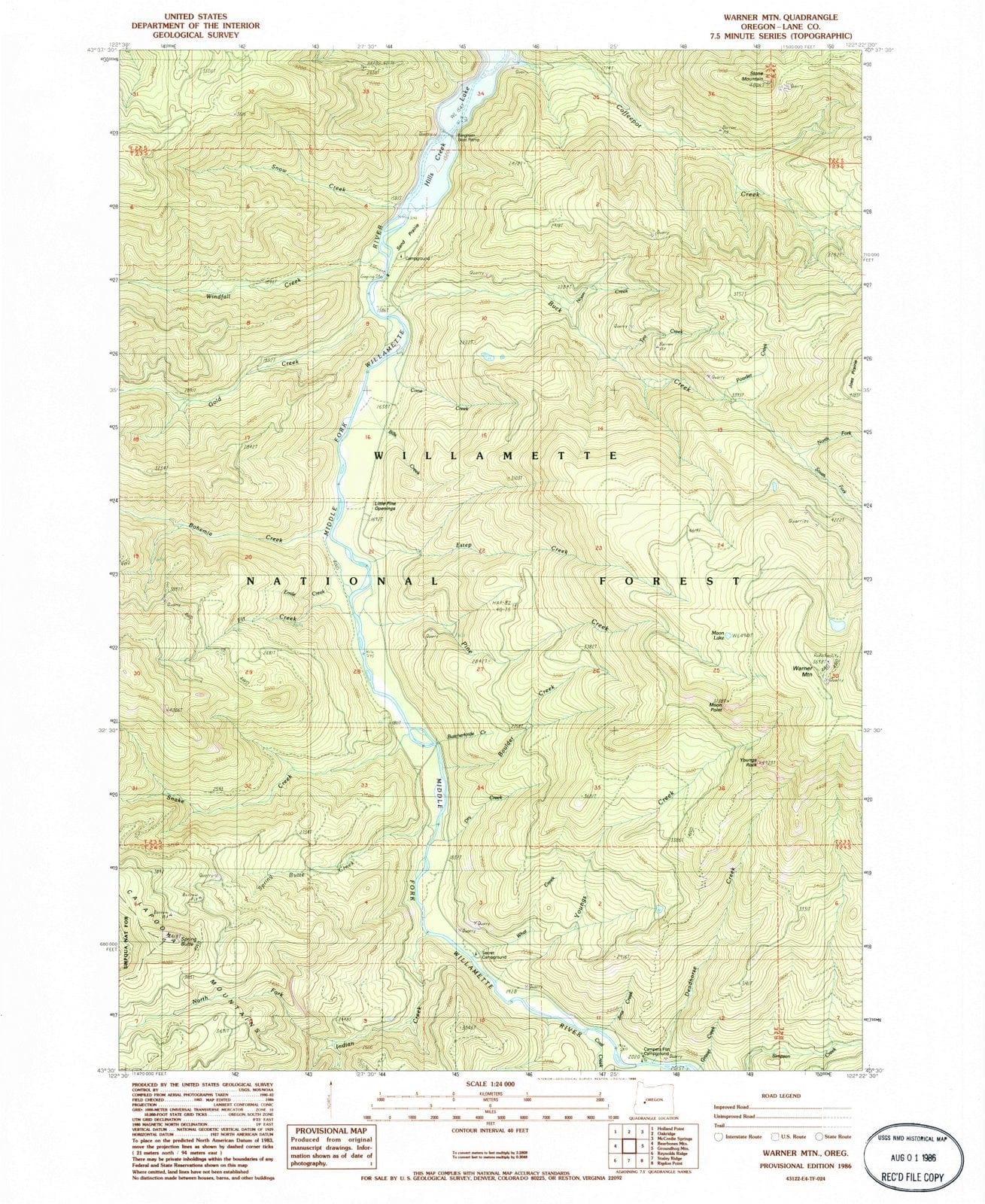 1986 Warner Mountain, OR - Oregon - USGS Topographic Map