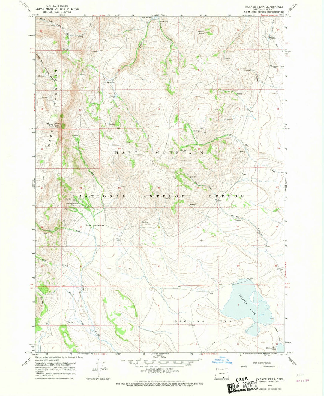 1967 Warner Peak, OR - Oregon - USGS Topographic Map