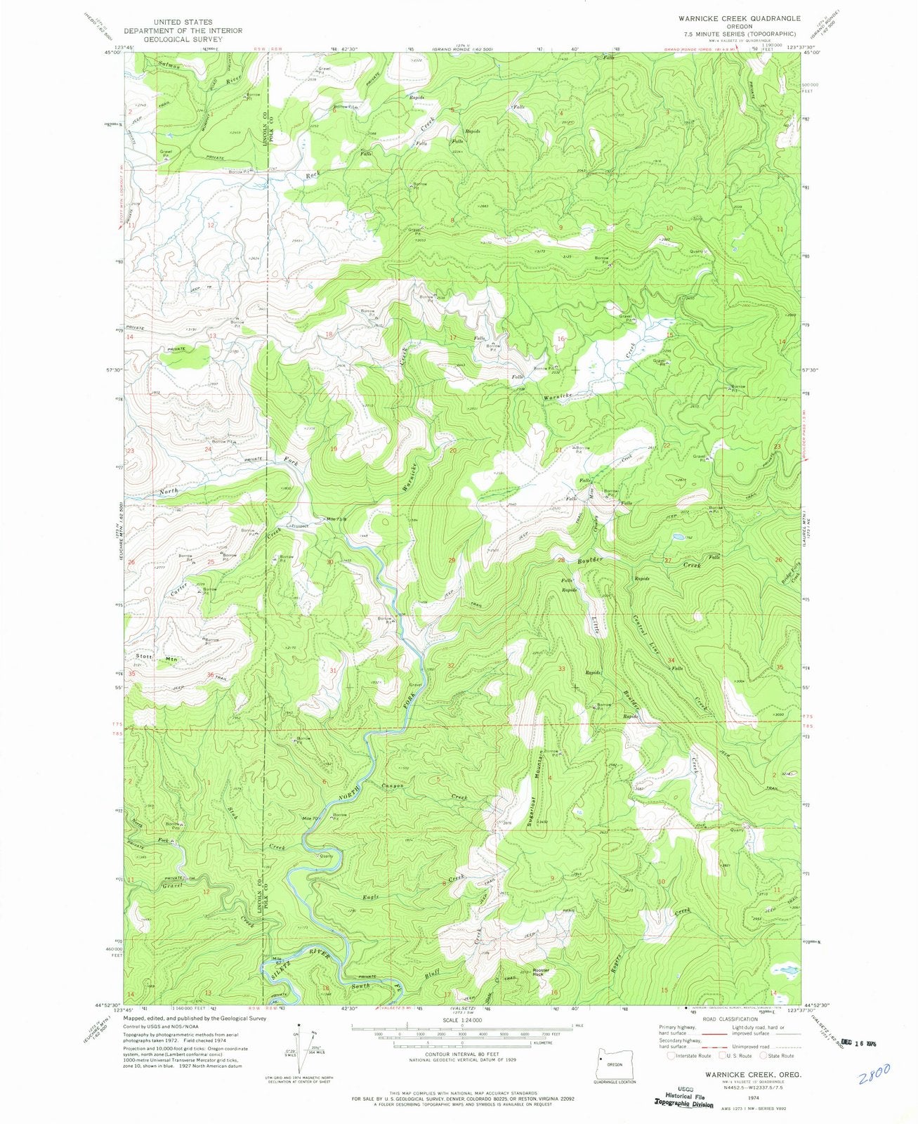 1974 Warnicke Creek, OR - Oregon - USGS Topographic Map