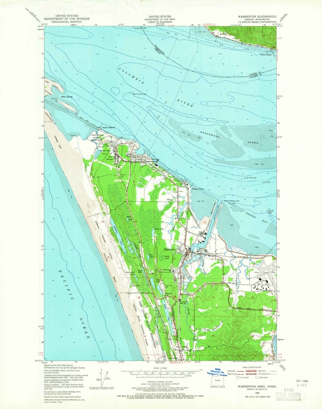 1953 Warrenton, OR - Oregon - USGS Topographic Map