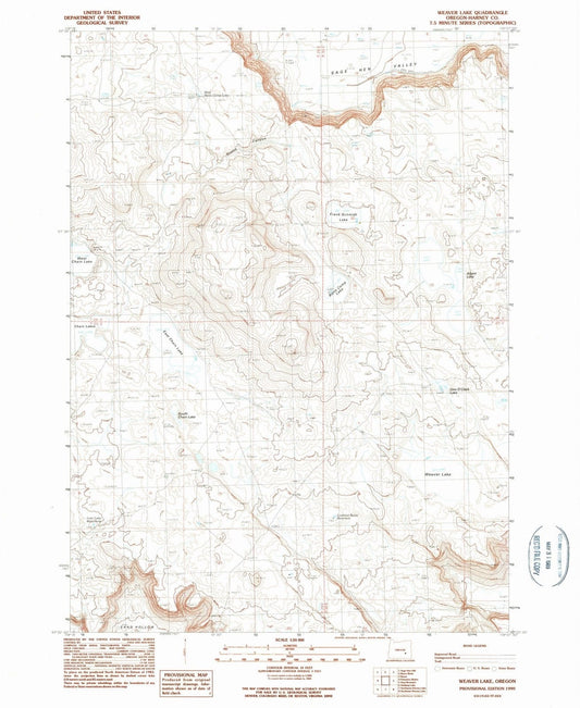 1990 Weaver Lake, OR - Oregon - USGS Topographic Map