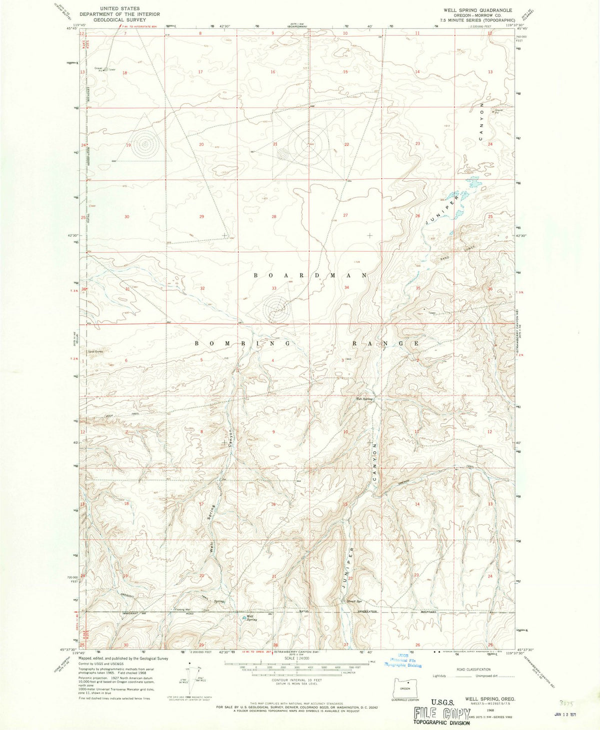 1968 Well Spring, OR - Oregon - USGS Topographic Map