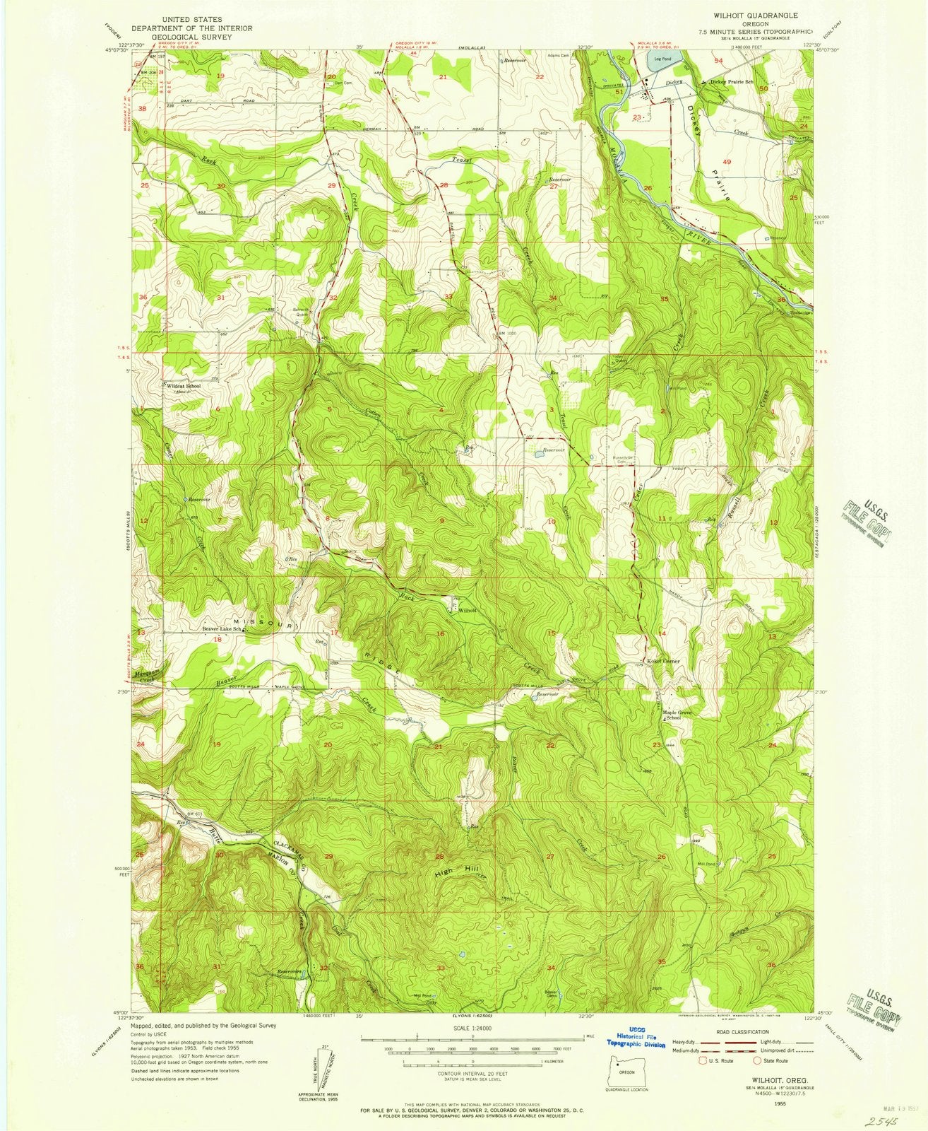 1955 Wilhoit, OR - Oregon - USGS Topographic Map
