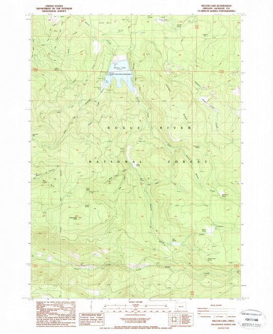 1988 Willow Lake, OR - Oregon - USGS Topographic Map