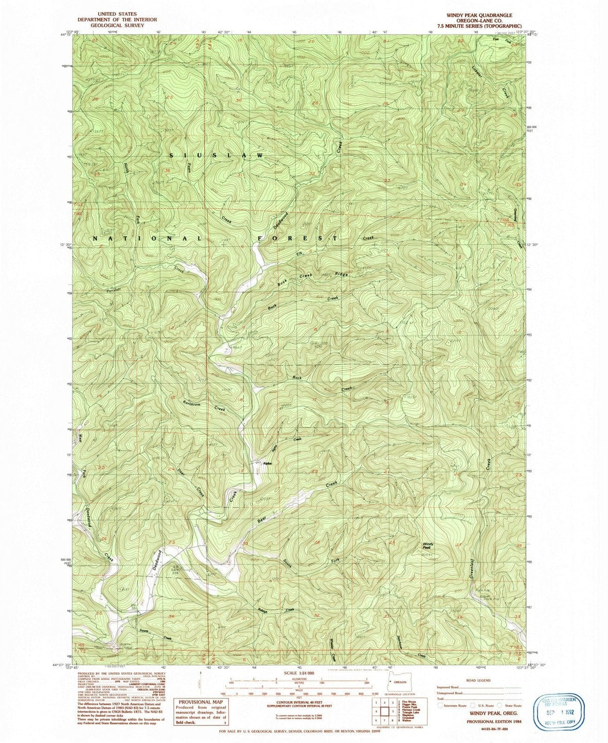 1984 Windy Peak, OR - Oregon - USGS Topographic Map