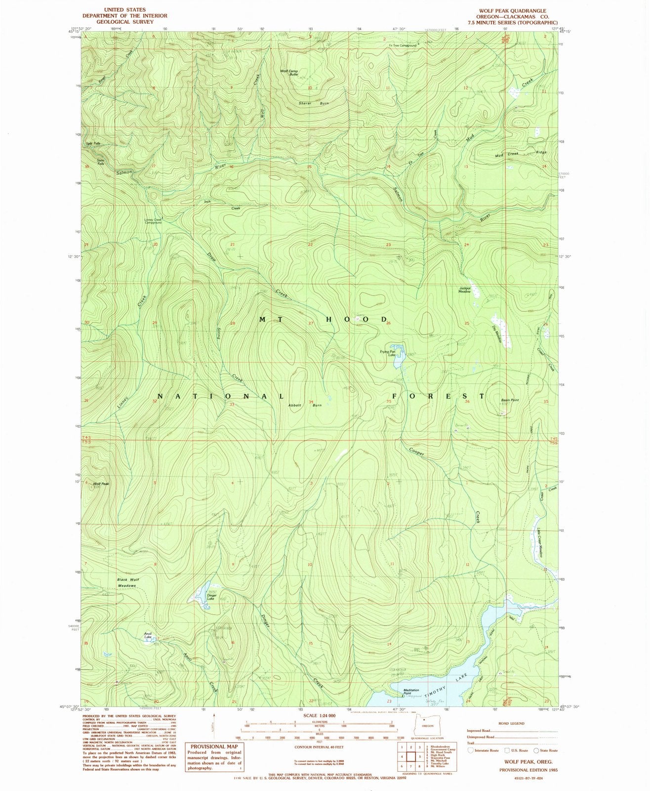 1985 Wolf Peak, OR - Oregon - USGS Topographic Map