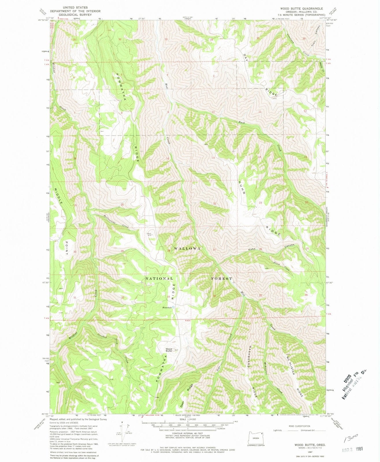 1967 Wood Butte, OR - Oregon - USGS Topographic Map