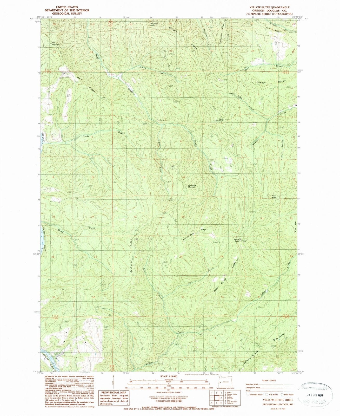 1987 Yellow Butte, OR - Oregon - USGS Topographic Map