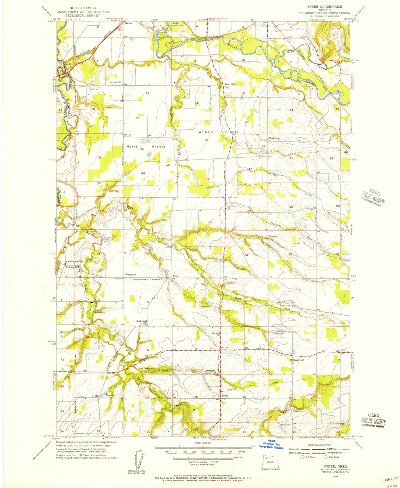1955 Yoder, OR - Oregon - USGS Topographic Map