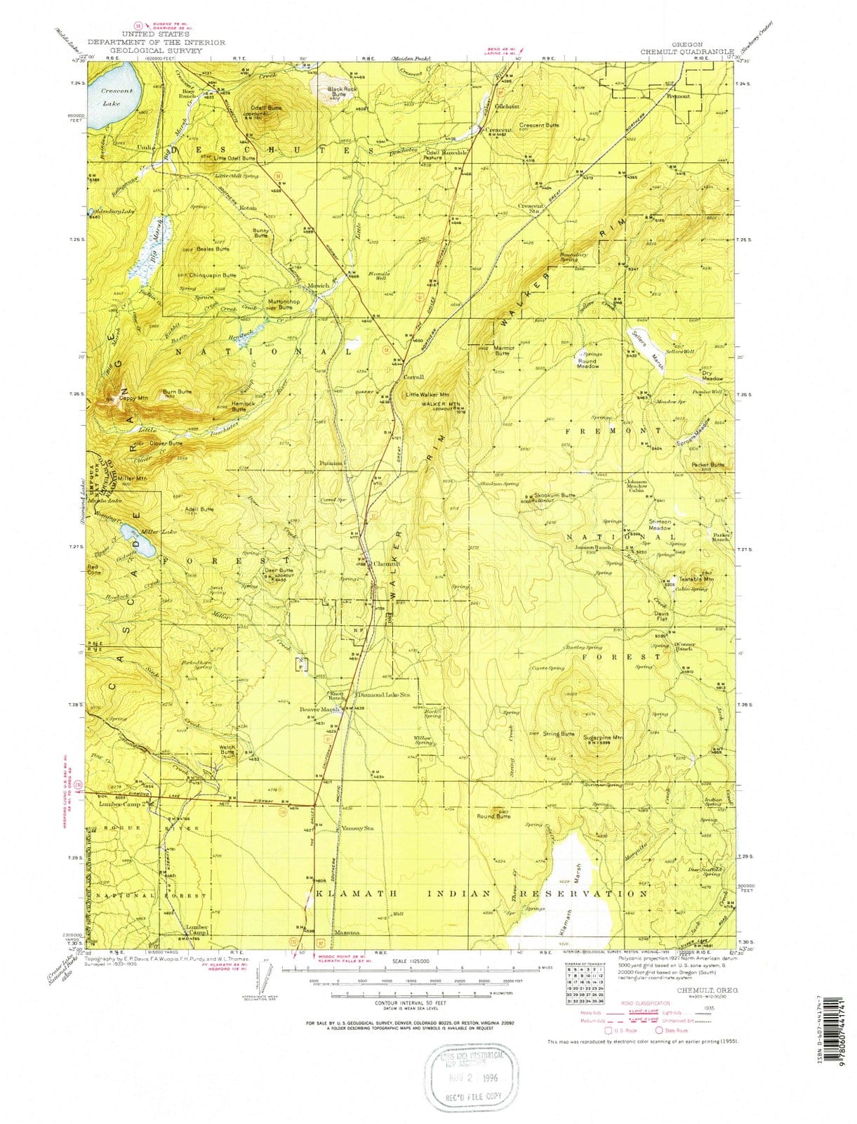 1935 Chemult, OR - Oregon - USGS Topographic Map
