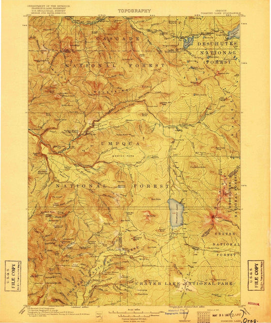 1917 Diamond Lake, OR - Oregon - USGS Topographic Map